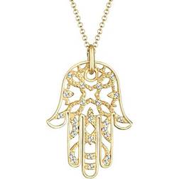 Elli Hamsa Hand of Fatima Necklace - Gold/Transparent