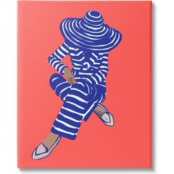 Stupell Industries Pop Style Stripes Pattern Upscale Trendy Fashion Girl Red Framed Art 36x48"