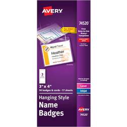 Avery 3"x4" Top-Loading Hanging Name Badges 50pcs