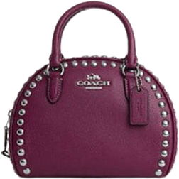 Coach Sydney Satchel With Rivets - Silver/Deep Berry