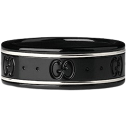 Gucci Icon Thin Band Ring - White Gold/Black