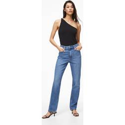 H&M Damen Slim Straight Ultra High Jeans Blau