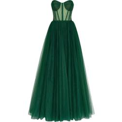 Milla Emerald Green Tulle Maxi Dress with a Corset Bustier