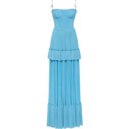 Milla Sky-blue spaghetti strap pleated maxi dress, Garden of Eden