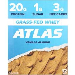 Atlas Bar, Grass-Fed Whey Protein Bar, Vanilla Almond, 12 12 pcs