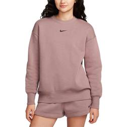Nike Women's Sportswear Phoenix Fleece Oversized Crew-Neck Sweatshirt - Smokey Mauve/Black