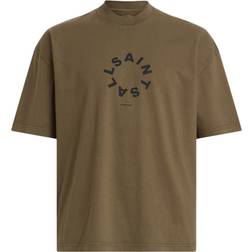 AllSaints Tierra Oversized Crew Neck Logo T-shirt - Ash Khaki Green