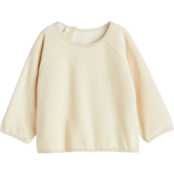 H&M Ribbed Velour Top - Cream Colored (1075993001)