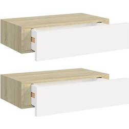 vidaXL 330250 Oak/White Wandregal 40cm 2Stk.