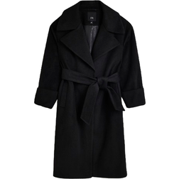 River Island Women Belted Wrap Coat - Black