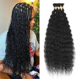 Aivico Brazilian Virgin Human Hair Extensions Bundles 18inch Natural Black 4-pack