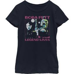 Fifth Sun Star Wars: Book Of Boba Fett Kids Legend Lives Graphic T-Shirt, Navy Blue