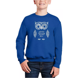 LA Pop Art Owl Word Art Crewneck Sweatshirt - Royal