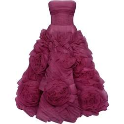 Milla Dramatically flowered tulle dress in wine color