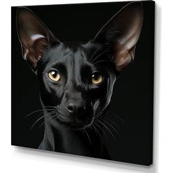 Design Art Oriental Elegance Cat Black Wall Decor 24x24"