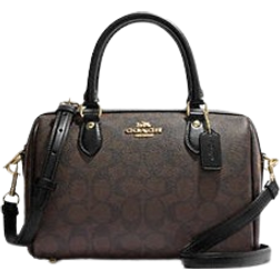 Coach Rowan Satchel In Signature Canvas - Gold/Brown Black