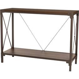 GlitzHome Metal/Wooden Modern Walnut Console Table 15.8x43.2"