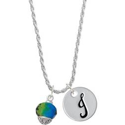 Delight Jewelry Script Initial Disc A-Z Charm Necklace - Silver/Multicolour