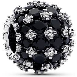 Pandora Pavé Round Charm - Silver/Black/Transparent