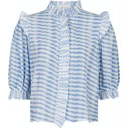 Neo Noir Chacha Graphic Blouse - Light Blue