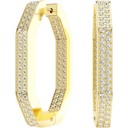 Swarovski Dextera Octagon Shape Large Hoop Earrings - Gold/Transparent