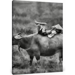 East Urban Home Buffalo Carries Child Black/White Wanddeko 80x120cm