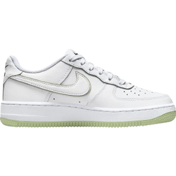 Nike Air Force 1 GS - White/White/Black/Honeydew