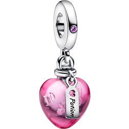 Pandora Love Potion Murano Heart Dangle Charm - Silver/Pink