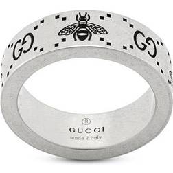 Gucci GG and Bee Ring 6mm - Silver/Black