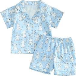 Douhoow Toddler Bunny Print Pajamas 2pcs - Blue