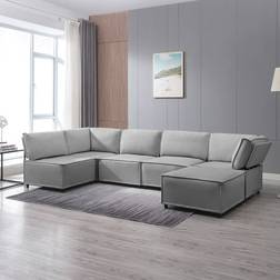 Mixoy Couch Light Grey Sofa 120.4" 5 Seater