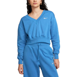 Nike Sportswear Phoenix Fleece Women's Cropped V-Neck Top - Star Blue/Sail