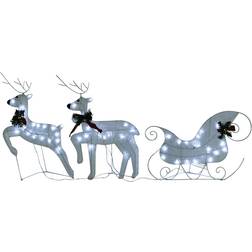 vidaXL Reindeer & Sleigh White Weihnachtsleuchte 64cm 2Stk.