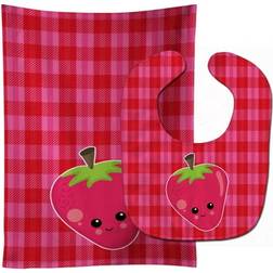 Carolines Treasures Baby Bib & Burp Cloth Strawberry Face