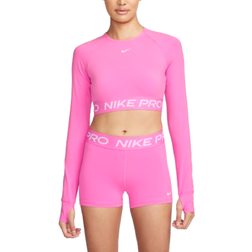 Nike Pro 365 Women's Dri-FIT Cropped Long-Sleeve Top - Playful Pink/White