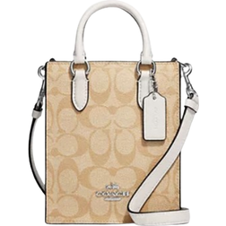 Coach North South Mini Tote In Signature Canvas - Silver/Light Khaki/Chalk