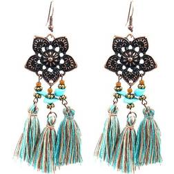 Gyujnb Bohemian Vintage Tassel Drop Mother Day Earrings - Gold/Multicolour