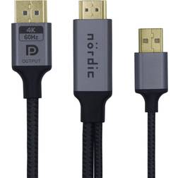 Nördic HMDP-115 HDMI 2.0 - Displayport 1.2/USB A M-M 1.5m