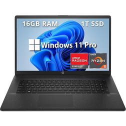 HP 17.3" HD+ Business Laptop, AMD Ryzen 5 5625U Processor, 16GB RAM, 1TB PCIe SSD, Fingerprint Reader, 720p HD Camera, Wi-Fi, HDMI, Win 11 Pro, Black, 32GB Hotface USB Card