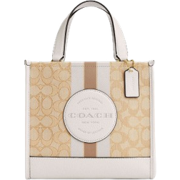 Coach Dempsey Tote 22 In Signature Jacquard With Stripe And Coach Patch - Gold/Light Khaki Chalk