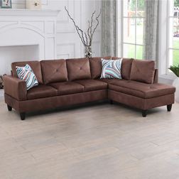 Ebern Designs Upholstered Sectional Chocolate Brown Sofa 97" 2pcs 4 Seater