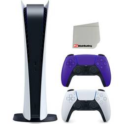 Sony Playstation 5 Digital Version (Sony PS5 Digital) with Extra Galactic Purple Controller Bundle with Cleaning Cloth