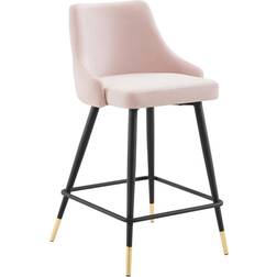 modway Adorn Performance Velvet Pink Bar Stool 36"