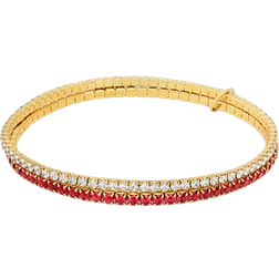 Michael Kors Two Tone Double Wrap Tennis Bracelet - Gold/Transparent/Red