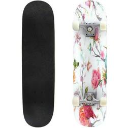 Bluenee Vintage Bird Butterfly Flower Leaf Branch Isolated Imitation Outdoor Skateboard Longboards 31"x8" Pro Complete Skate Board Cruiser