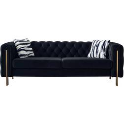 Simplie Fun Modern Tufted Black Sofa 84.2" 3 Seater
