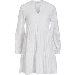 Vila Long Sleeve Knee Length Dress - Optical Snow