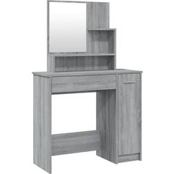 vidaXL Vanity Table with Mirror Grey Sonoma Schminktisch 35x86.5cm