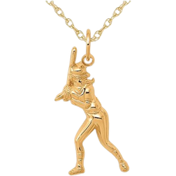 Gem & Harmony Baseball Player Charm Pendant Necklace - Gold