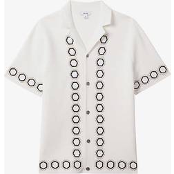 Reiss Knitted Cuban Collar Shirt - White
